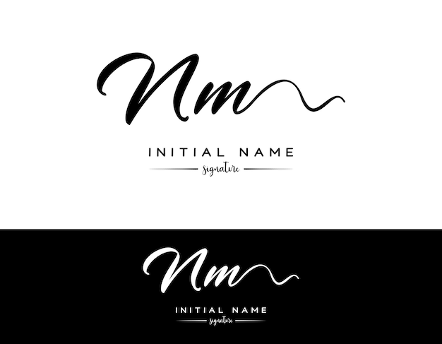 El logotipo de la firma manuscrita inicial de nm