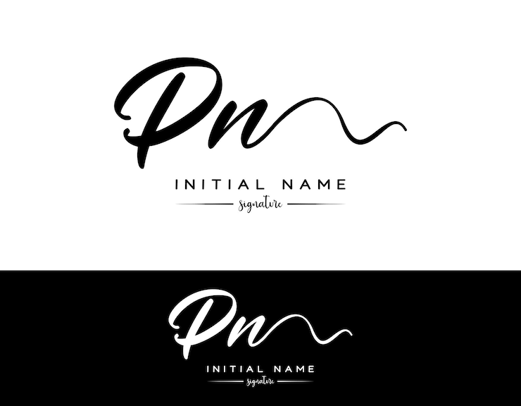 Vector el logotipo de la firma manuscrita inicial