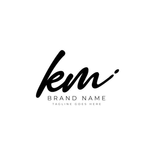 Logotipo de firma simple de KM - Plantilla vectorial manuscrita para el logotipo de K y M