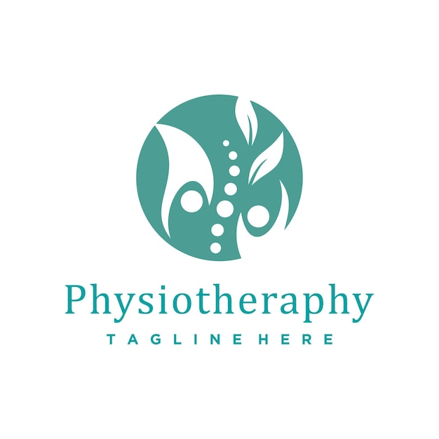 Logotipo de fisioterapia para masajes y negocios con elemento creativo concepto vector premium