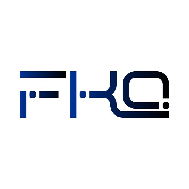 El logotipo de FKQ, el gradiente inicial del monograma, el diseño vectorial de la identidad empresarial del sello de letras minimalista moderno