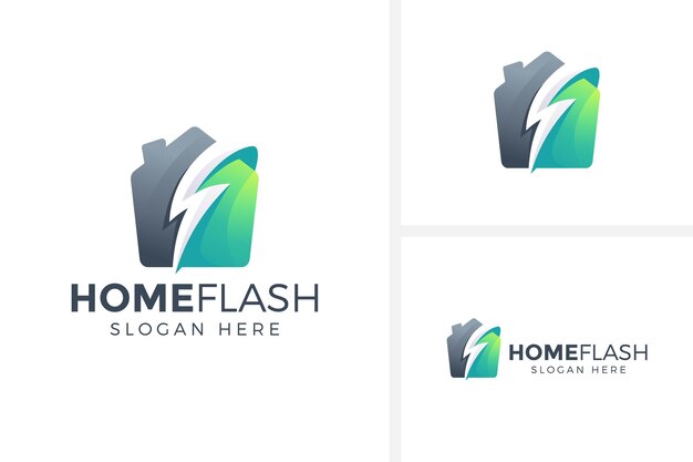 Vector logotipo de flash doméstico diseño de logotipo de hogar eléctrico ilustración vectorial