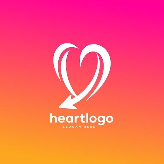 logotipo de flecha de corazón con colores degradados