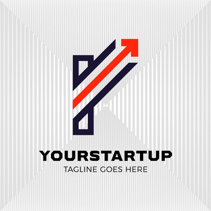 Vector logotipo de flecha diagonal mezclado con la letra inicial