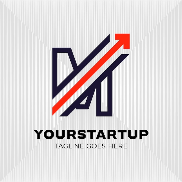 Logotipo de flecha diagonal mezclado con la letra inicial
