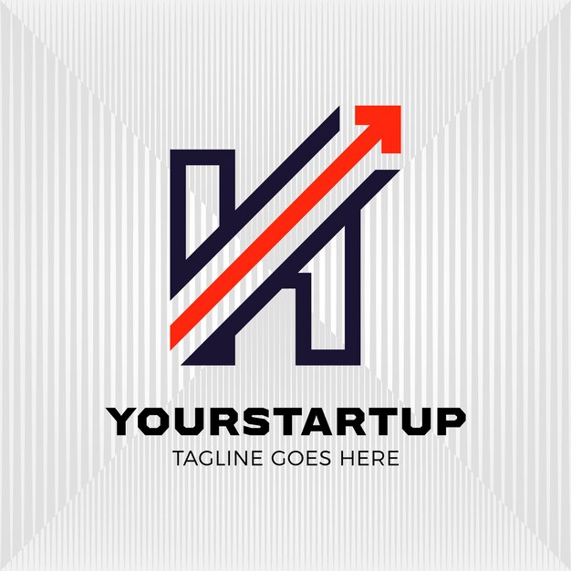 Logotipo de flecha diagonal mezclado con la letra inicial