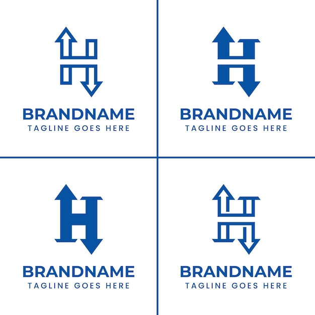 Logotipo de la flecha de intercambio de letras H para la logística del comercio financiero