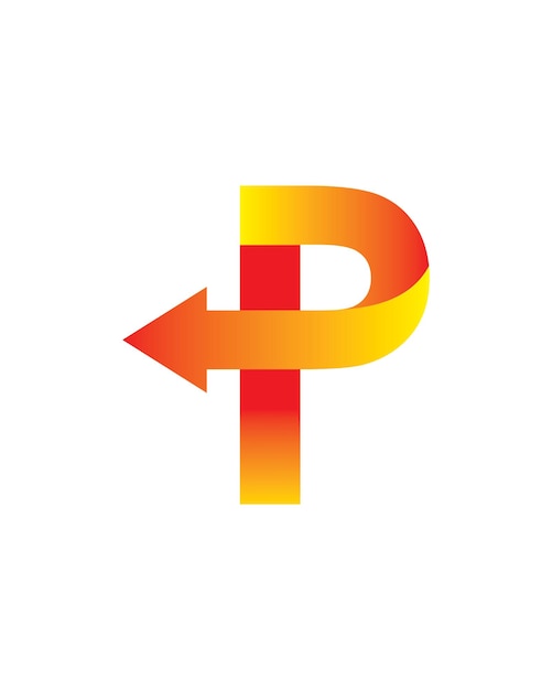 Logotipo de la flecha p resumen del logotipo inicial