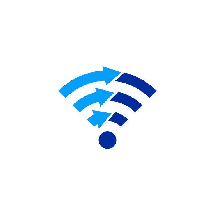 Vector logotipo de flecha de señal wifi e internet. ilustración vectorial de conexión. perfecto para la comunicación