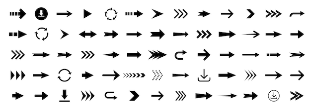 Logotipo de las flechas Icono del vector de la flecha Establezca los iconos de las flecha Signo de la colección de flechas Conjunto de iconos de la Flecha Negra Ilustración vectorial