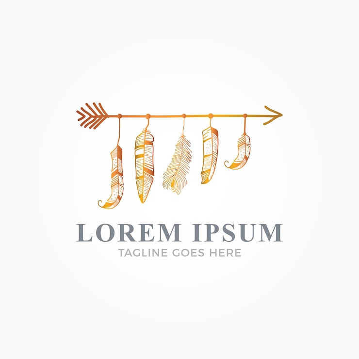 Vector logotipo de flechas y plumas.