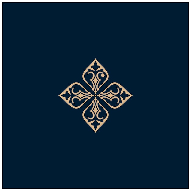 logotipo de la flor abstracta del círculo dorado