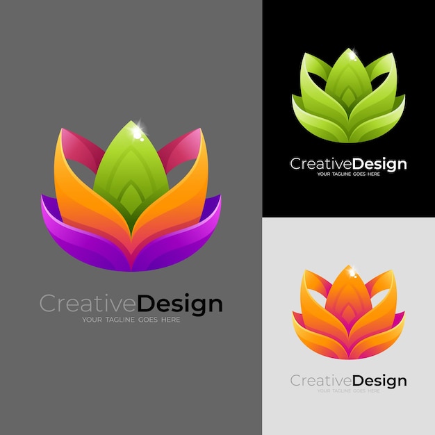 Logotipo de flor abstracta con diseño colorido