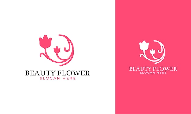 Logotipo de flor de belleza con estilo minimalista.