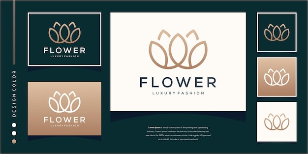 Logotipo de flor de belleza minimalista con concepto geométrico diseño de logotipo de flor de lujo abstracto