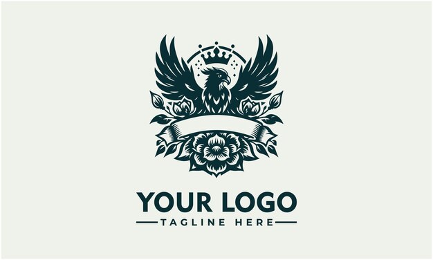 Logotipo de la flor de la corona de la arpía Logotipo vectorial de las aves Logotipo vectorio del águila Logotipo vectorio para pequeñas empresas
