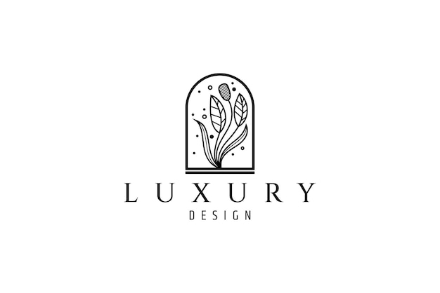 Logotipo de flor en crecimiento visto desde la ventana con decoración de burbujas de agua