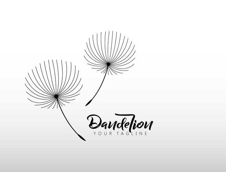 Vector logotipo de la flor de diente de león plantilla creativa simple en fondo blanco diseño vectorial