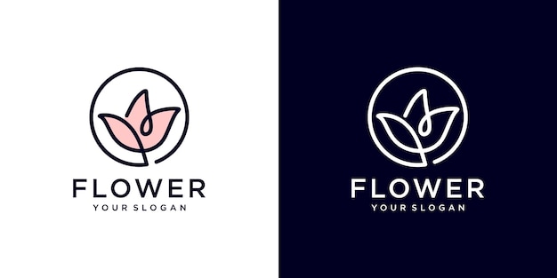 logotipo de flor con diseño de arte lineal