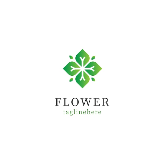 Logotipo de flor ecológica de hoja orgánica.