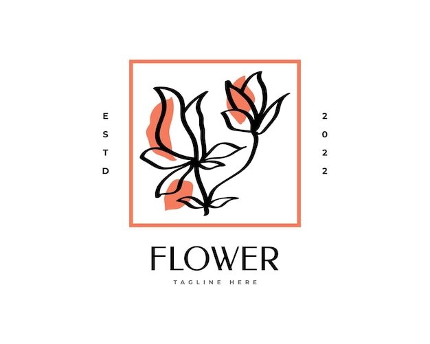 Logotipo de flor elegante y minimalista adecuado para el salón de belleza Spa Joyería de floristería cosmética o marca de la industria de la moda