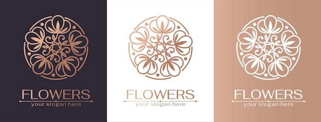 Logotipo de flor Flor de algodón en un círculo Logotipo de flor de algodón en estilo lineal de moda para el logotipo de cosméticos de hotel de ropa
