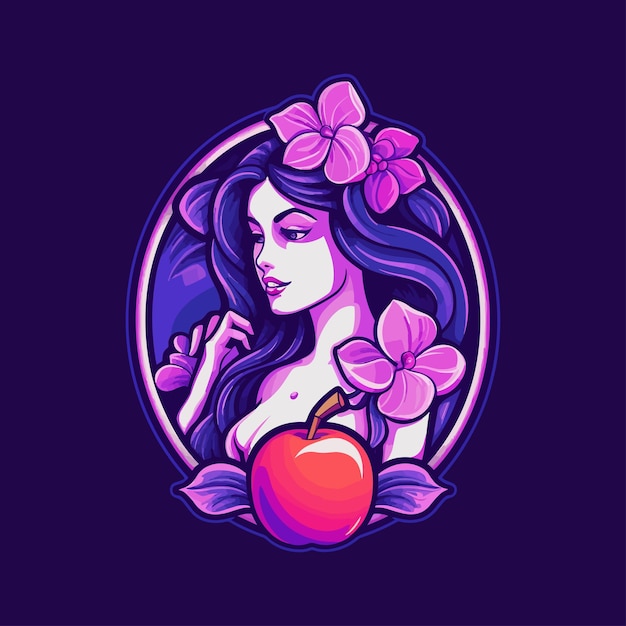 logotipo de flor y fruta de mujer