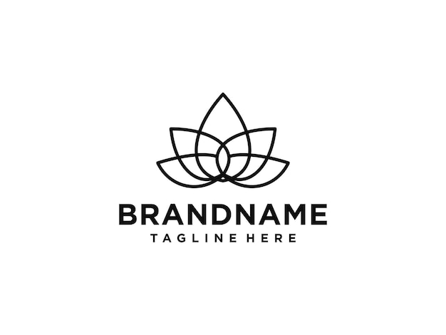 Logotipo de flor de loto abstracto Salón de belleza Spa Marca de cosméticos Estilo lineal Hojas en bucle Diseño de logotipo vector Plantilla de moda de lujo