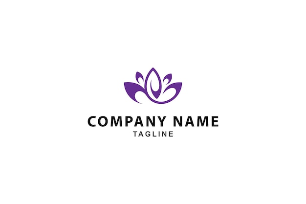 logotipo de la flor de loto con color púrpura en estilo de diseño vectorial plano