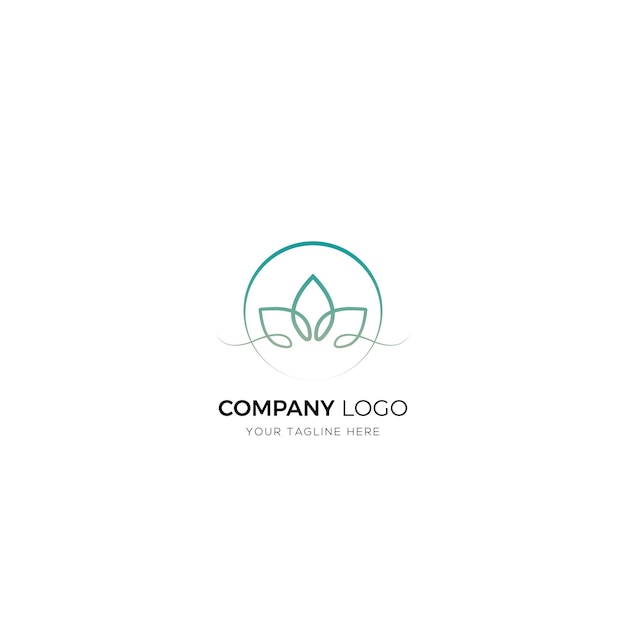 Logotipo de la flor de loto resumen del salón de belleza del spa marca de cosméticos estilo lineal hojas en bucle logotipo des