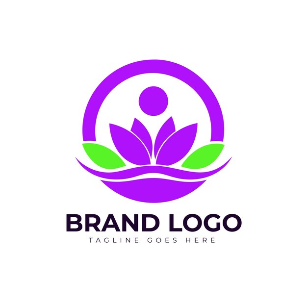 Logotipo de la flor de loto para el spa de yoga y el centro de bienestar