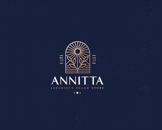 Logotipo de flor de lujo minimalista para una clínica, modelo de hotel de spa para una empresa de negocios