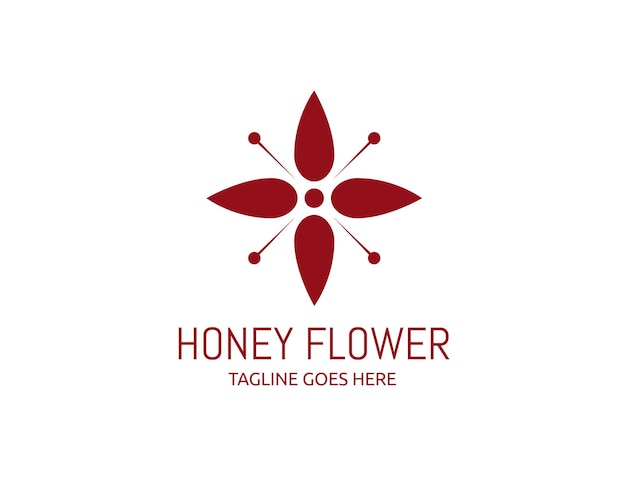 Logotipo de flor de miel floreciente roja