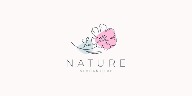 Logotipo de flor minimalista de belleza.