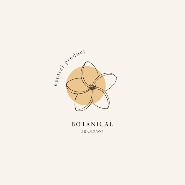Logotipo de flor de plumeria de arte lineal