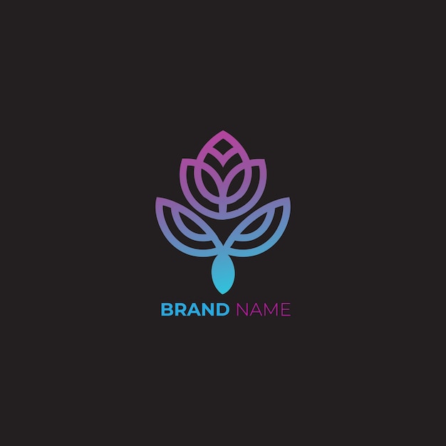 Logotipo floral abstracto con colores gradientes