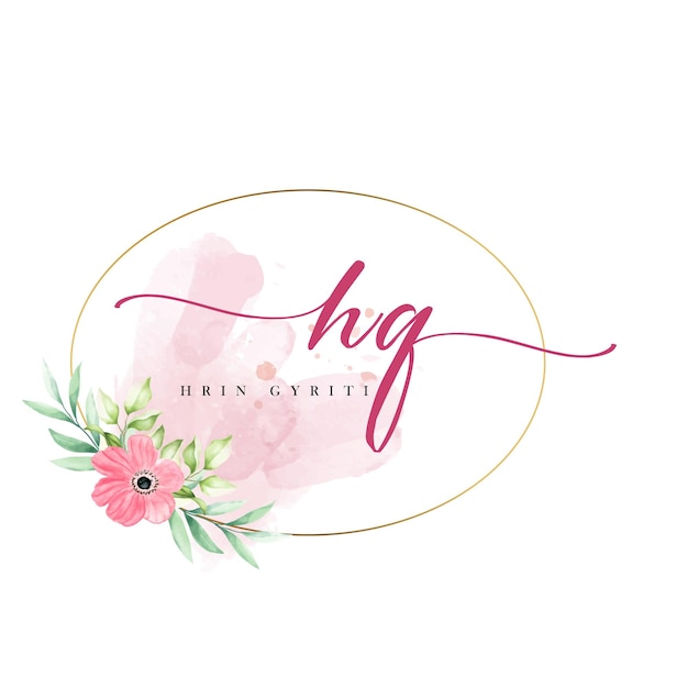 Logotipo floral acuarela