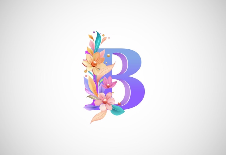Vector logotipo floral del alfabeto b para invitaciones de boda, tarjetas de felicitación, logotipo de cumpleaños, póster, otras ideas