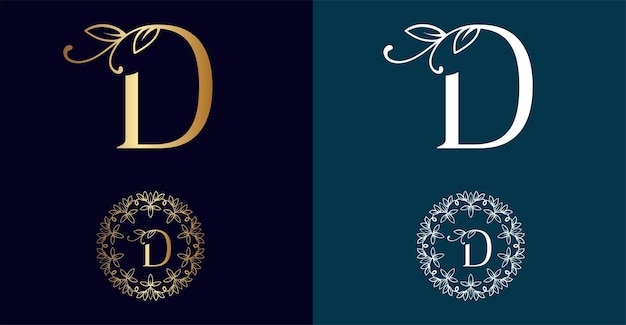 logotipo floral diseño de letra D