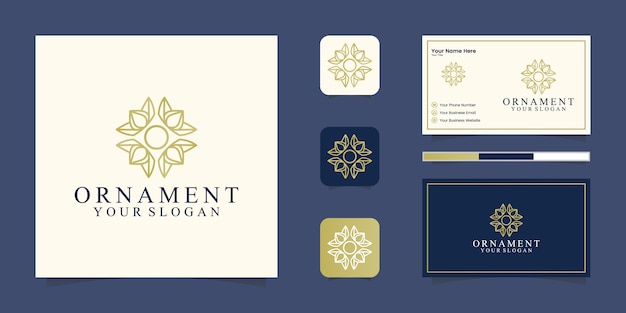 Logotipo floral elegante minimalista para belleza, cosmética, yoga y spa. diseño de logotipo y tarjeta de visita