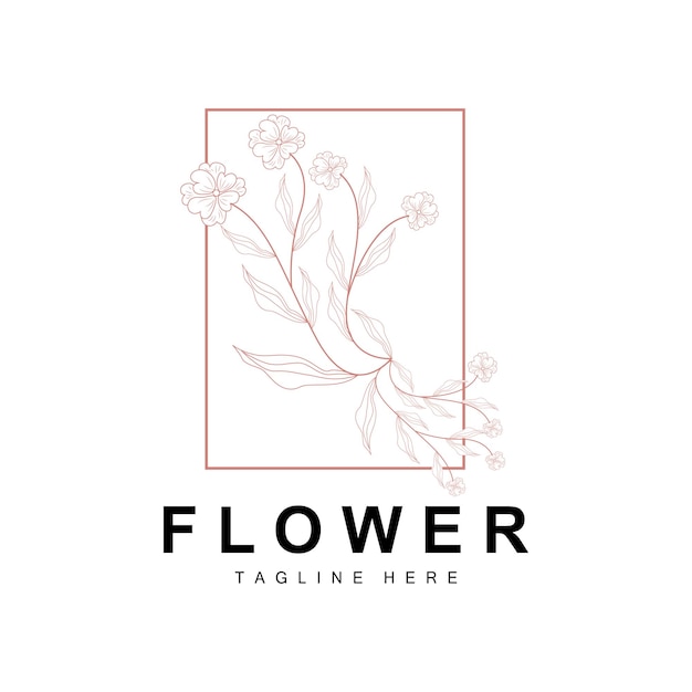 Logotipo floral Hojas y flores Jardín botánico Vector Diseño floral de la vida