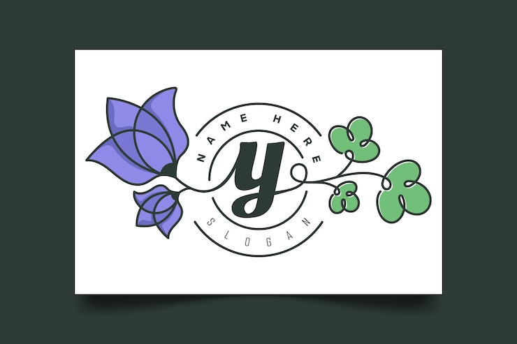 Vector logotipo floral minimalista y elegante dibujado a mano con la inicial y perfecto para marcas de belleza y eventos de bodas