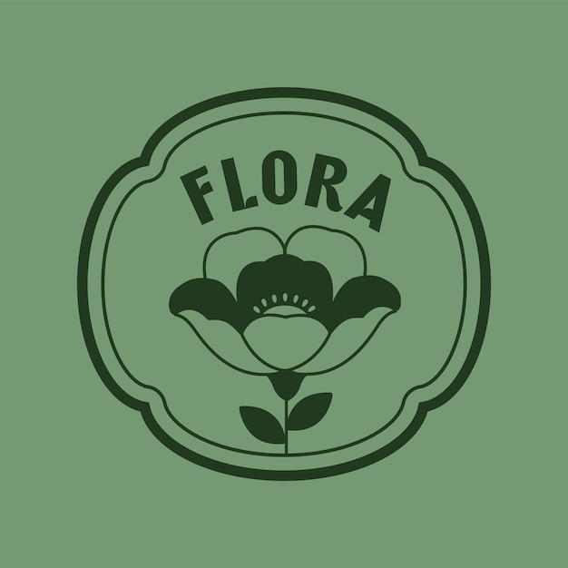 Vector logotipo floral minimalista vintage en marco