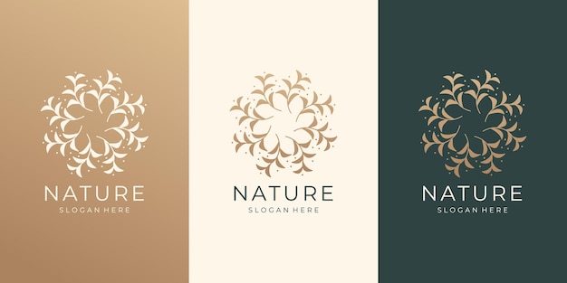 Logotipo floral de naturaleza de lujo abstracto