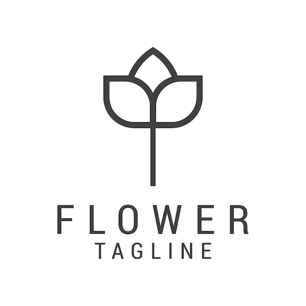 logotipo floral con plantilla de diseño de logotipo de estilo de línea Vector Premium