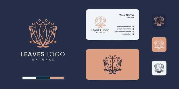 Logotipo de flores y hojas naturales para la marca en un diseño moderno