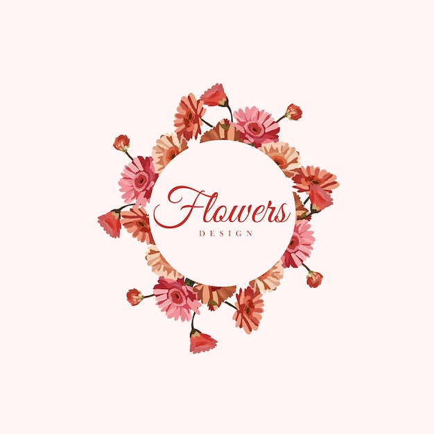 Logotipo de flores rosadas acuarela