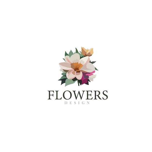 Vector logotipo con flores silvestres de acuarela pastel