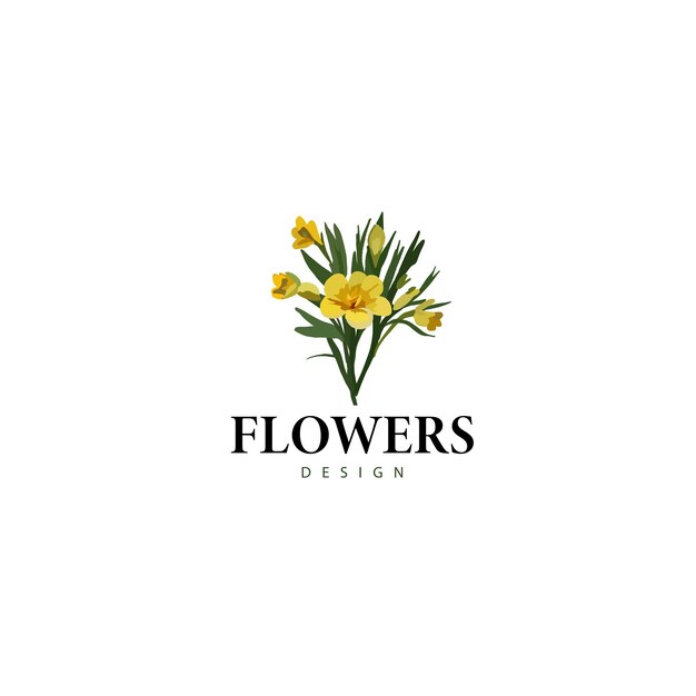 Logotipo con flores silvestres amarillas acuarelas