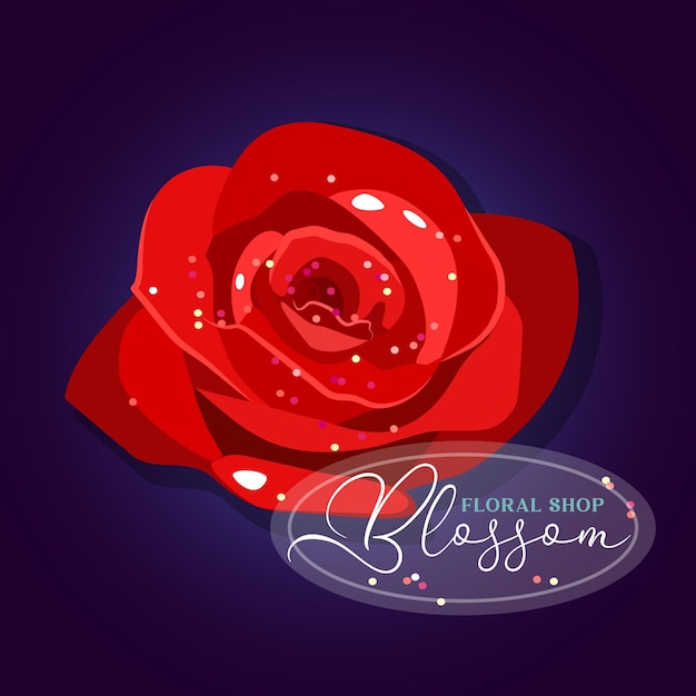 El logotipo de una floristería con una rosa roja.